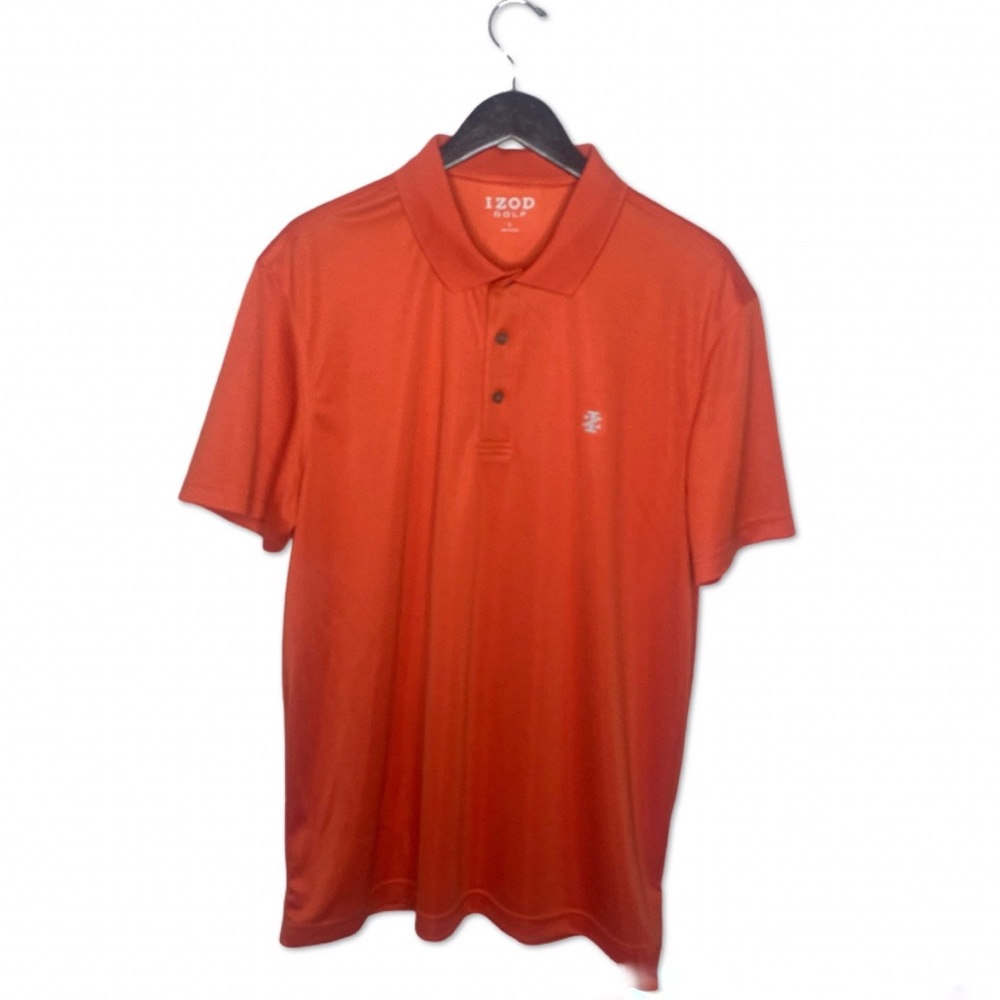 Izod Golf Flex Swing Grid Orange Polo Size Large